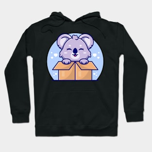 Happy cute koala in paper box Hoodie